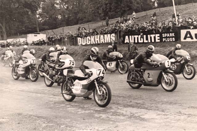 cadwell park circa 1970 motorcycles on grid at cadwell park in 1970