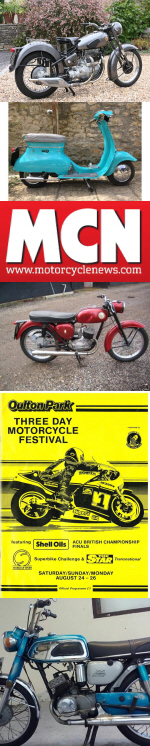 70's motorcycle pictures francis barnet, triumph tina scooter, bsa bantam, oulton park circuit, yamaha 125 yas1