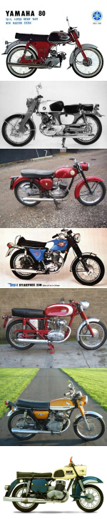 yamaha yr1, honda cb92, bsa bantam, bsa starfire, ducati 200 elite, honda cb175, mz trophy 250